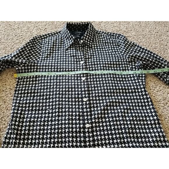 Chaps No Iron Womens Houndstooth Long Sleeve Button Shirt Size Med Black White - Picture 7 of 10
